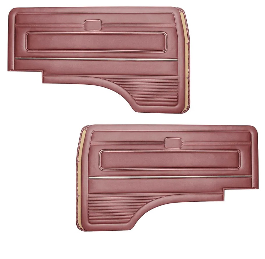 DOOR CARD INTERIOR SET TYPE 25 1980-1990 BURGUNDY FRONT CHROME