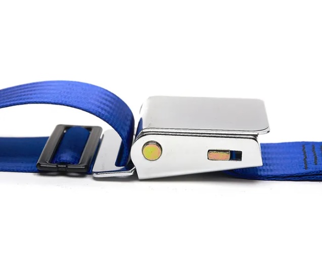 SEATBELT 3 POINT AIRCRAFT BUCKLE BEETLE -1979 BLUE INERTIA