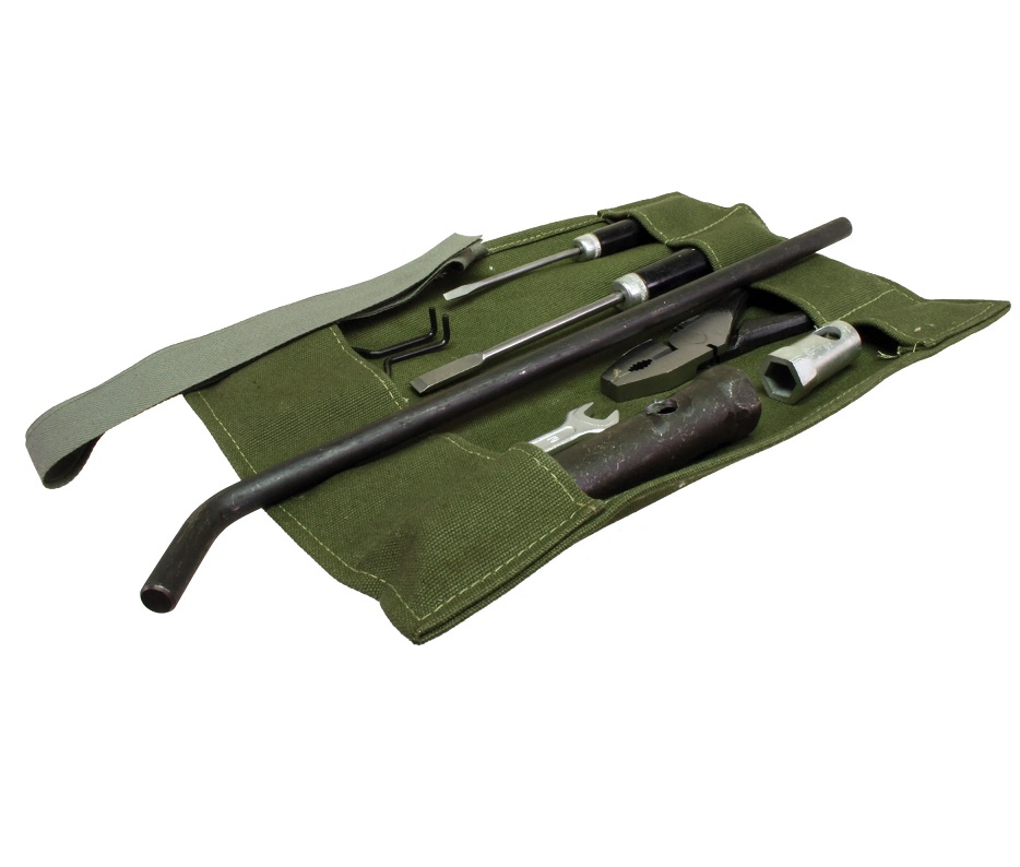 TOOL ROLL KIT VINTAGE GREEN CANVAS WITH TOOLS