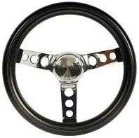 Classic Black And Polished Steering Wheel Choose Size