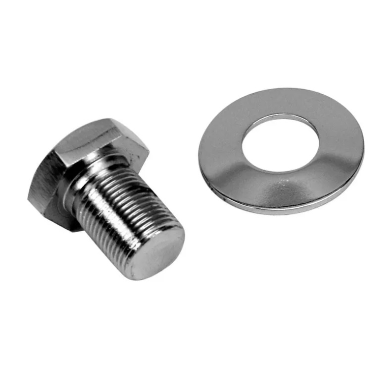 CRANKSHAFT PULLET NUT AND WASHER 1200-1600CC CHROME EXTRA LONG CRANKSHAFT PULLET NUT AND WASHER 1200-1600CC CHROME EXTRA LONG