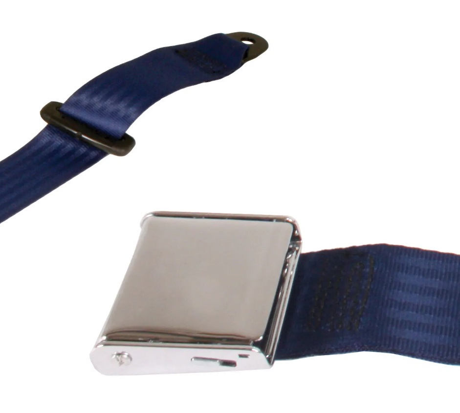 SEATBELT 3 POINT AIRCRAFT BUCKLE BEETLE -1979 DARK BLUE INERTIA